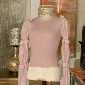 Sweater with organza sleeves